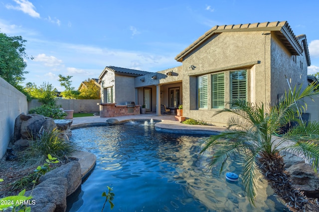 view of swimming pool with a patio area and area for grilling