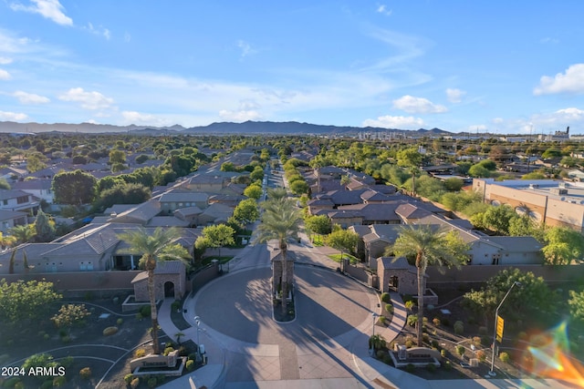 drone / aerial view with a mountain view