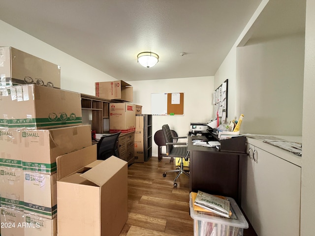 office space with hardwood / wood-style floors