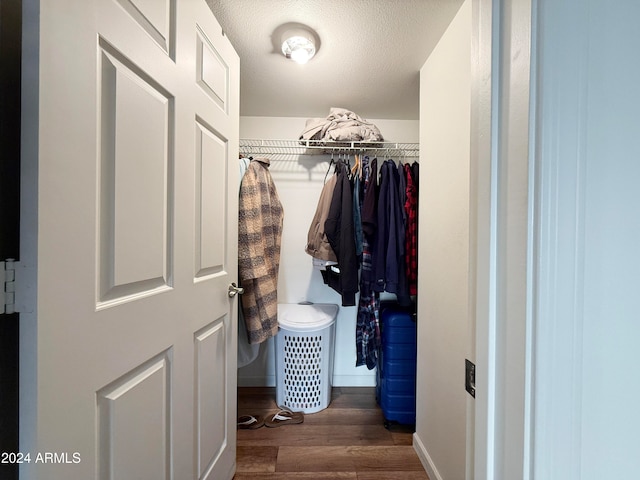 spacious closet with dark hardwood / wood-style floors