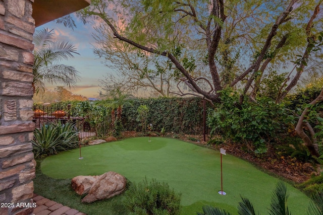 view of yard at dusk