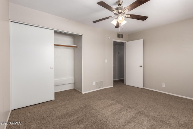3118 W Aster Dr, Phoenix, AZ 85029 - unfurnished bedroom with carpet flooring, a closet, and a ceiling fan