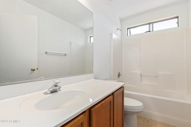 6350 W Hess St, Phoenix, AZ 85043 - full bathroom featuring vanity, tile patterned flooring, shower / washtub combination, and toilet