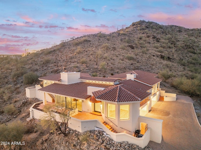 exterior space featuring a mountain view