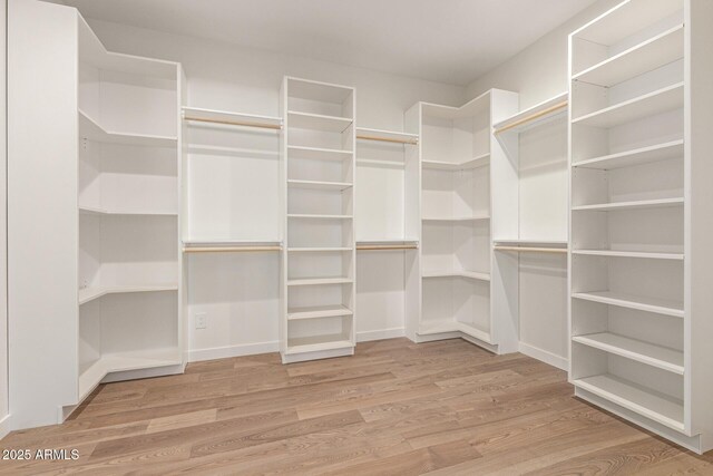 spacious closet featuring light wood-style floors