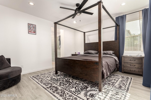 1736 E Joelle Dr, Casa Grande, AZ 85122 - bedroom with light wood finished floors, recessed lighting, and a ceiling fan