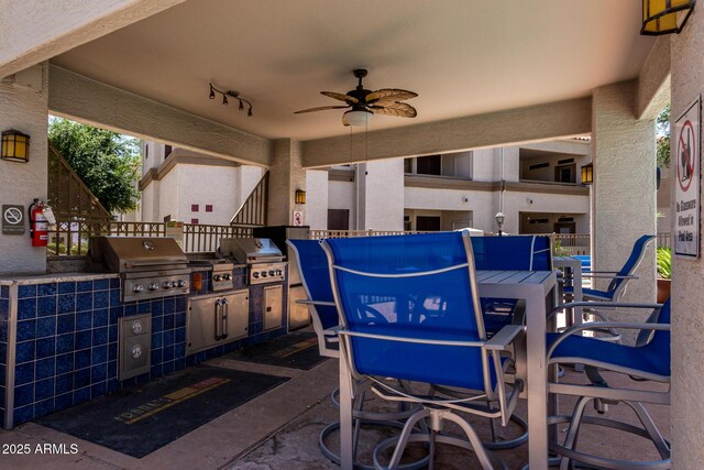 11375 E Sahuaro Dr Unit 1062, Scottsdale, AZ 85259 - view of patio with grilling area, area for grilling, and ceiling fan