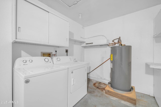 9639 W Cinnabar Ave Unit A, Peoria, AZ 85345 - washroom featuring water heater, cabinet space, and washing machine and clothes dryer