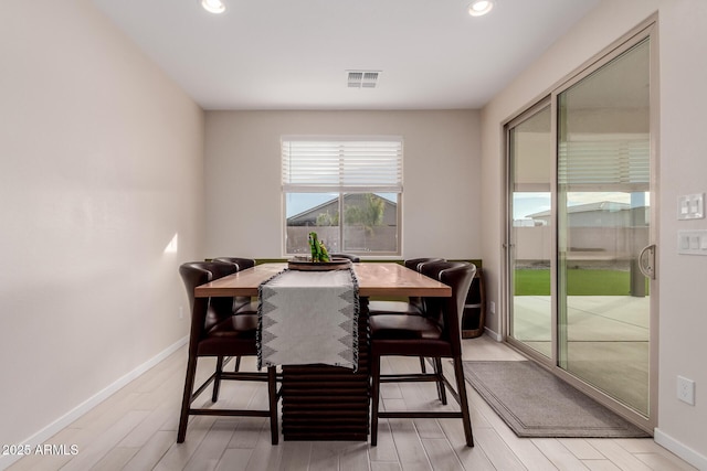 dining area featuring light hardwood / wood-style flooring