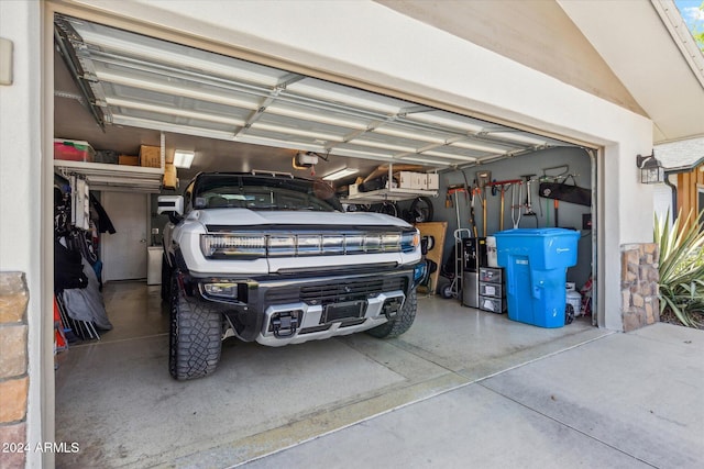 garage with a garage door opener