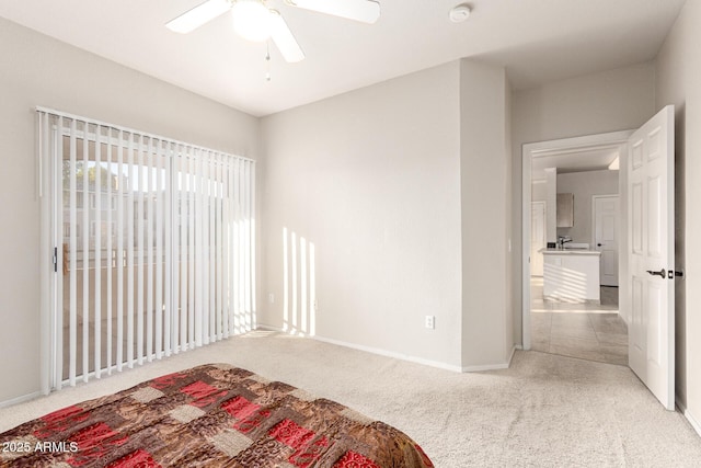 bedroom with carpet and ceiling fan