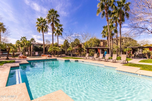 view of swimming pool featuring a gazebo and a patio area