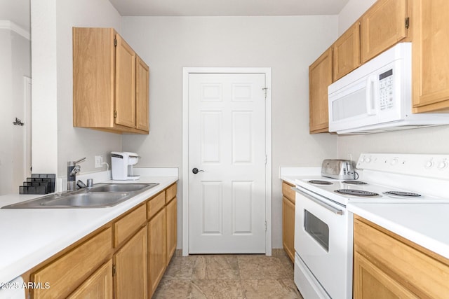 kitchen with sink and white appliances