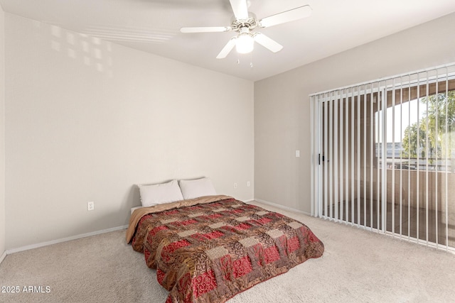 bedroom featuring carpet floors and ceiling fan