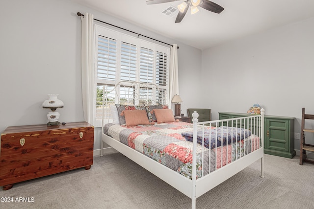 bedroom featuring carpet and ceiling fan