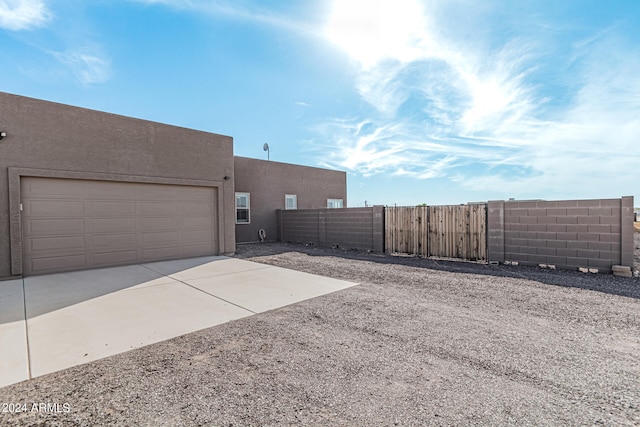 exterior space featuring a garage