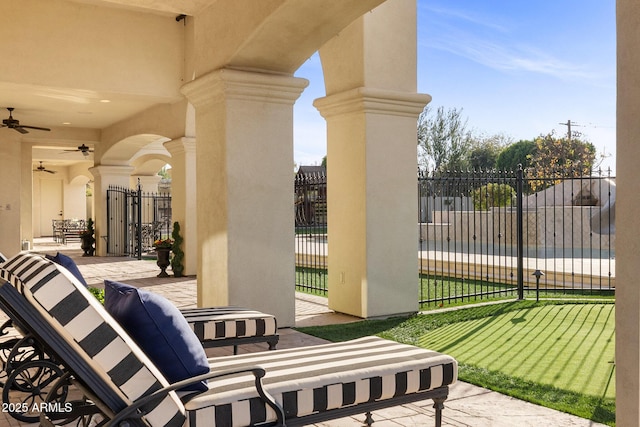 view of patio / terrace with ceiling fan