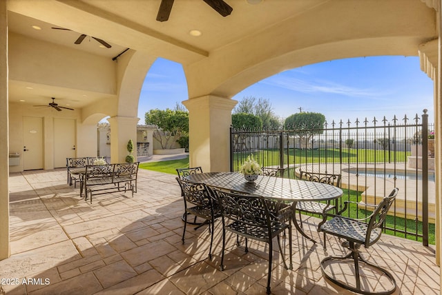 view of patio with ceiling fan