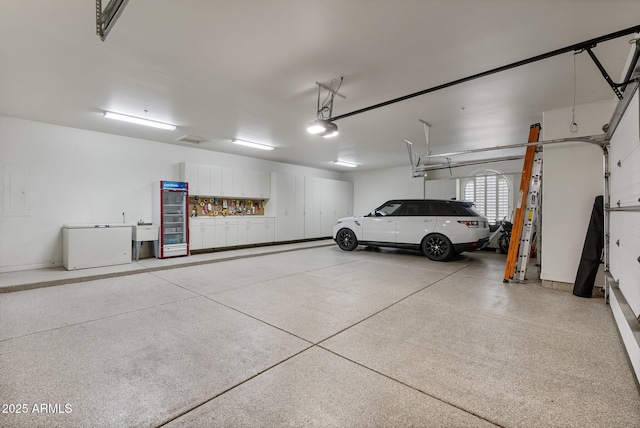 garage with a garage door opener