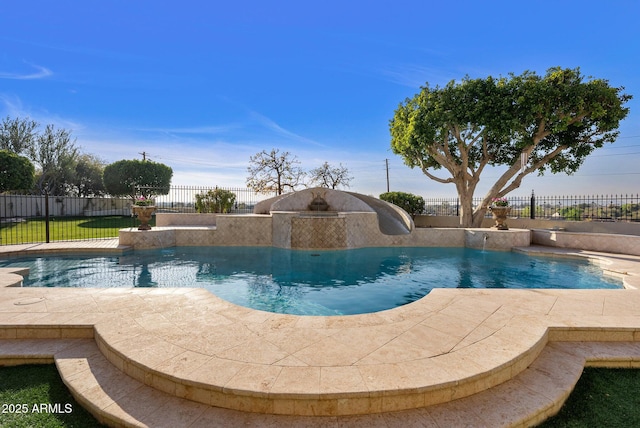 view of swimming pool featuring a patio area