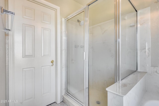 bathroom with a stall shower