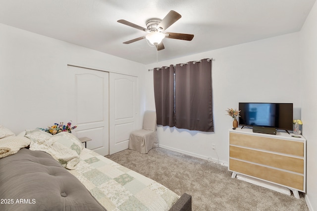 1656 W Meseto Cir, Mesa, AZ 85202 - bedroom featuring carpet flooring, baseboards, a closet, and a ceiling fan