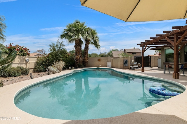 1656 W Meseto Cir, Mesa, AZ 85202 - view of swimming pool featuring a pergola, a fenced backyard, and a patio