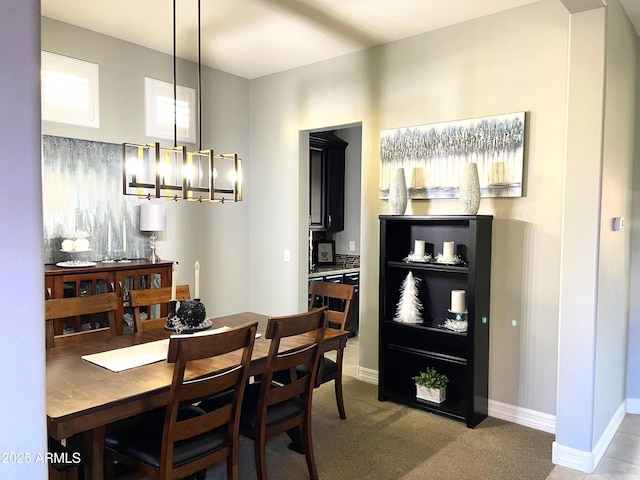 dining area with carpet floors