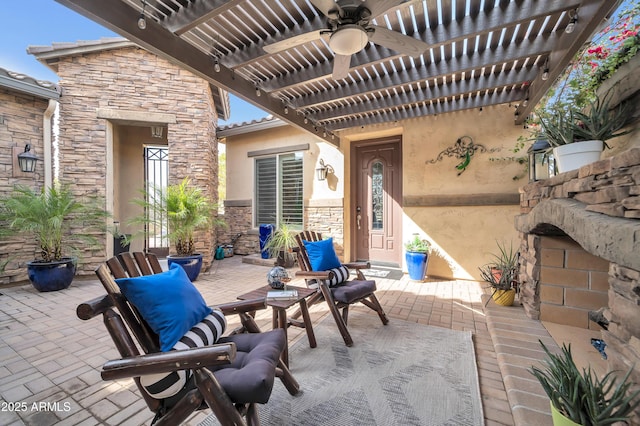 view of patio with a pergola