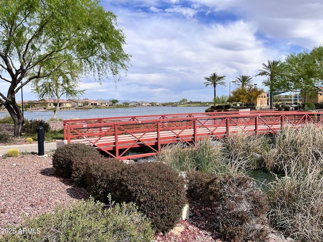 view of community featuring a water view