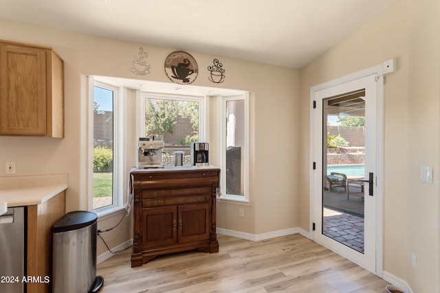 kitchen with light hardwood / wood-style flooring