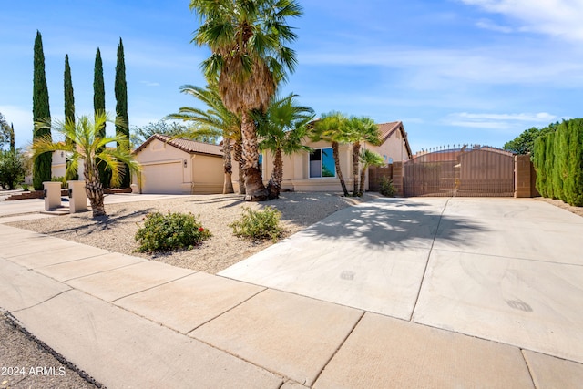 single story home with a garage