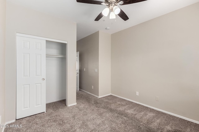 22125 N 29th Ave Unit 158, Phoenix, AZ 85027 - unfurnished bedroom featuring carpet floors, a closet, baseboards, and a ceiling fan