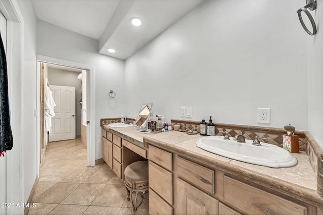 6215 E Surrey Ave, Scottsdale, AZ 85254 - full bathroom featuring double vanity and recessed lighting