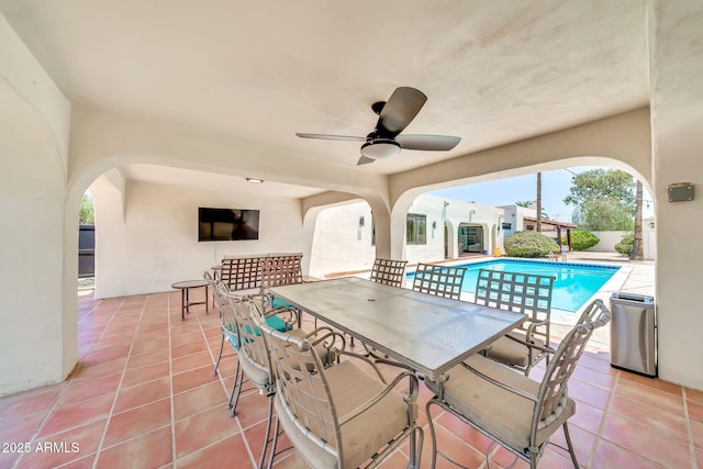 6215 E Surrey Ave, Scottsdale, AZ 85254 - view of patio / terrace with a ceiling fan and outdoor dining area