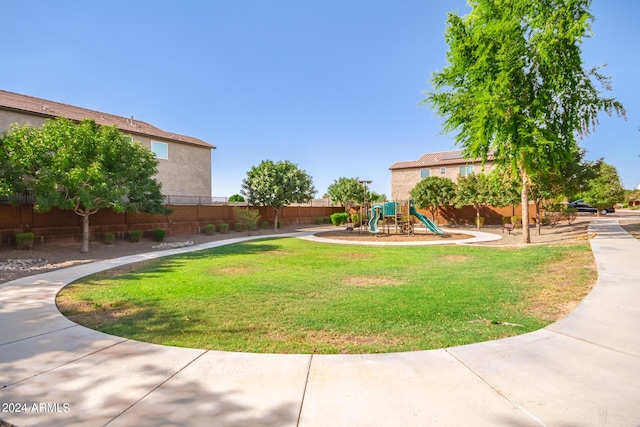 view of yard featuring a playground