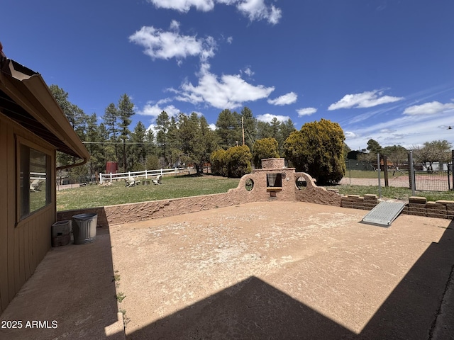 9107 W Fossil Creek Rd, Strawberry, AZ 85544 - view of patio / terrace featuring an outdoor stone fireplace