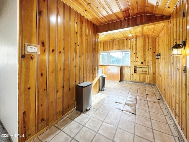 9107 W Fossil Creek Rd, Strawberry, AZ 85544 - spare room featuring wooden ceiling, wood walls, and lofted ceiling