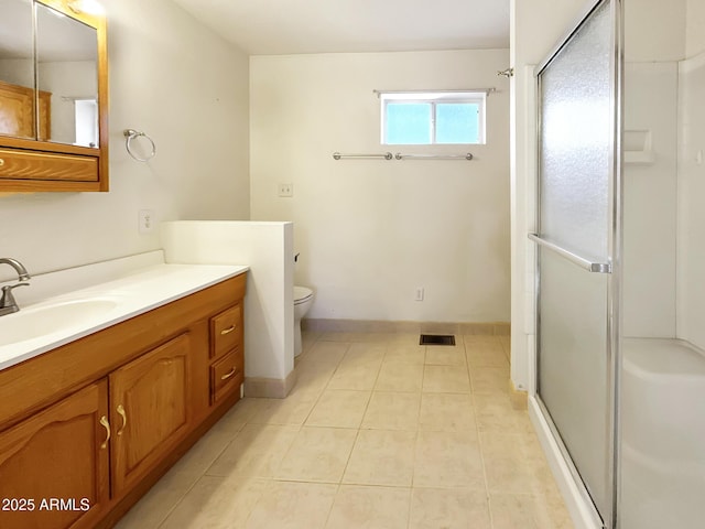 9107 W Fossil Creek Rd, Strawberry, AZ 85544 - bathroom with vanity, a shower stall, and tile patterned floors