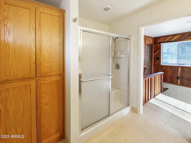 9107 W Fossil Creek Rd, Strawberry, AZ 85544 - bathroom featuring a stall shower and tile patterned floors