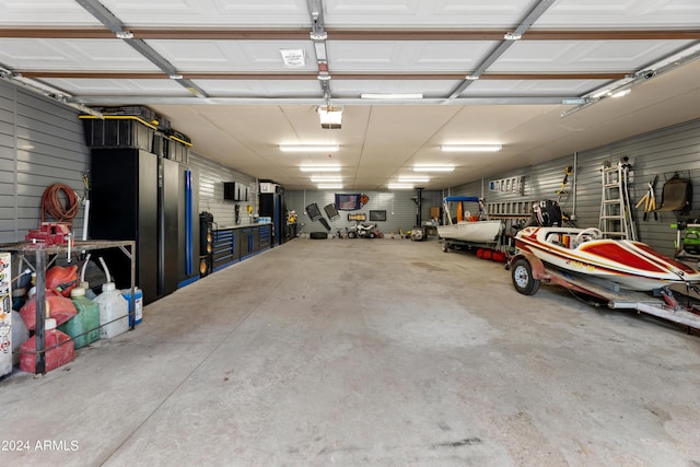 garage with a garage door opener