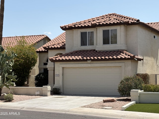 9649 S 51st St, Phoenix, AZ 85044 - mediterranean / spanish-style house featuring a tiled roof, driveway, stucco siding, and an attached garage