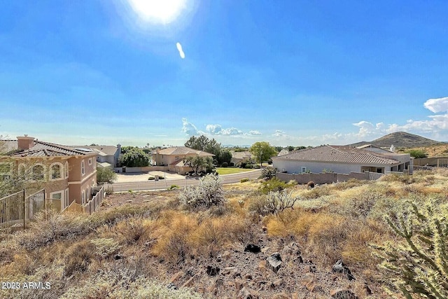 view of yard featuring a mountain view