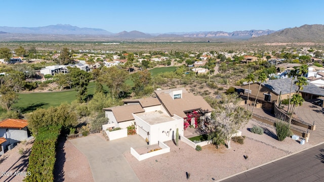 drone / aerial view with a mountain view and a residential view