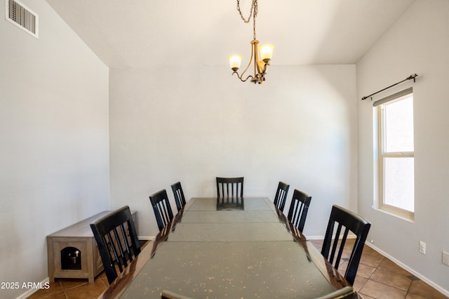 3501 Camino Bella Rosa, Sierra Vista, AZ 85650 - tiled dining space featuring plenty of natural light, baseboards, visible vents, and a chandelier