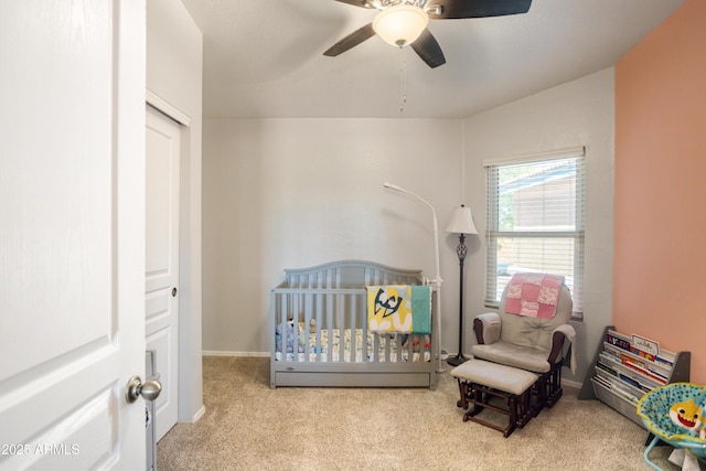 3501 Camino Bella Rosa, Sierra Vista, AZ 85650 - carpeted bedroom with baseboards, a ceiling fan, and a nursery area