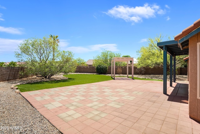3501 Camino Bella Rosa, Sierra Vista, AZ 85650 - view of patio featuring a fenced backyard and a pergola