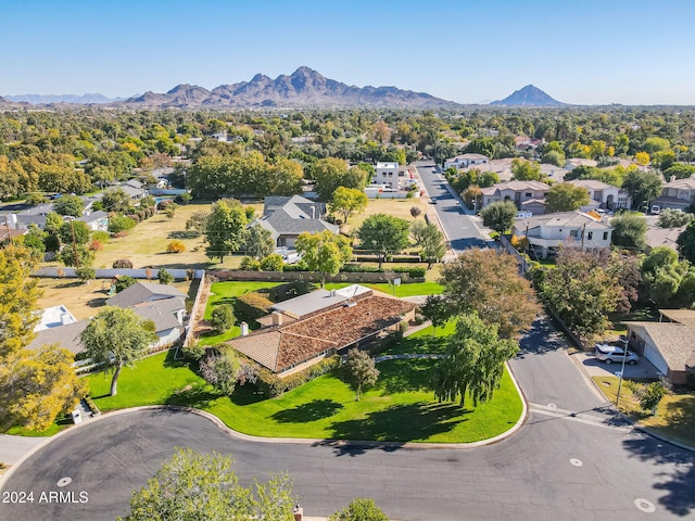 bird's eye view with a mountain view