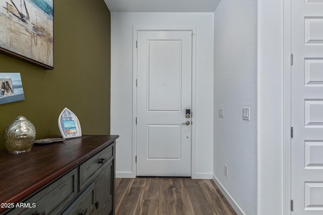 19415 W College Dr, Litchfield Park, AZ 85340 - doorway to outside with dark wood finished floors and baseboards