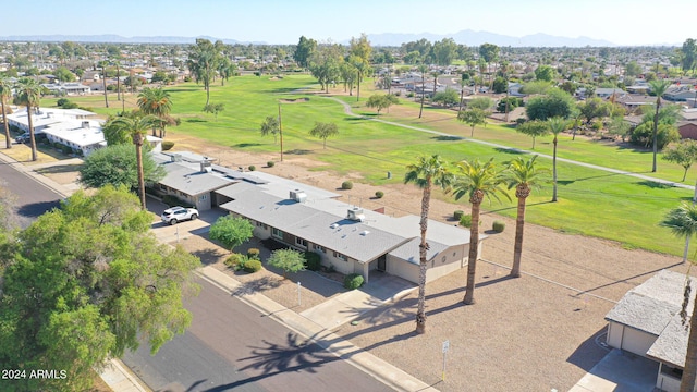 aerial view with a mountain view and a residential view